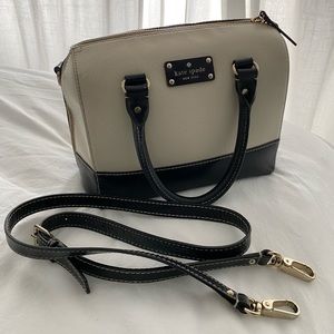 Kate spade medium size cream and black satchel with crossbody strap